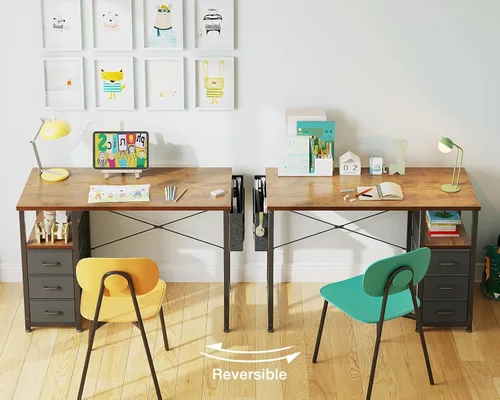 Miniatura 6 de AODK Escritorio pequeño para computadora de 40 pulgadas con cajón de tela, escritorio de estudio para niños, niñas y adolescentes, escritorio