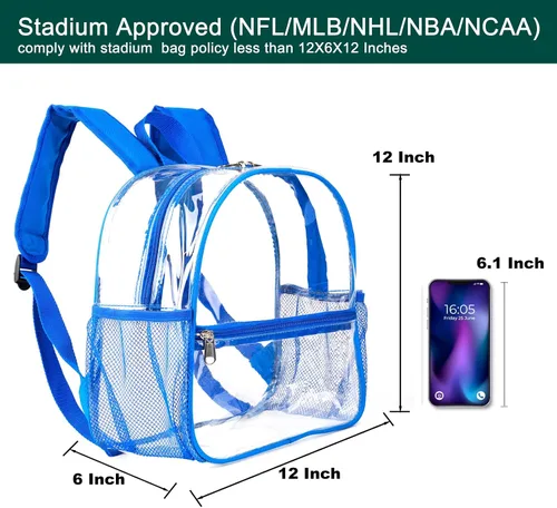 Miniatura 32 de Keepcross Mochila transparente de 12 x 6 x 12 pulgadas para eventos de estadio, bolsa transparente para estadios, eventos deportivos, festivales