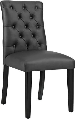 Modway MO- Duchess - Silla de comedor tapizada de piel sintética con botones capitoné, color negro