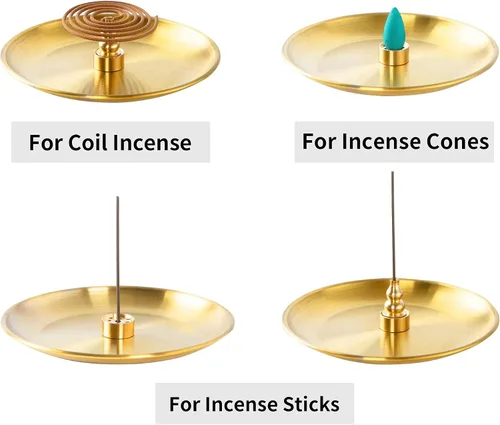 Miniatura 3 de Quemador de incienso 3 en 1 – Soporte de incienso de latón de 5.5 pulgadas para varillas de incienso/bobina de incienso/conos de incienso