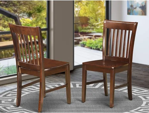 Miniatura 2 de East West Furniture NFC-MAH-W Norfolk Sillas de Comedor - Sillas con Asiento de Madera Maciza y Respaldo de Listones, Juego de 2, Caoba
