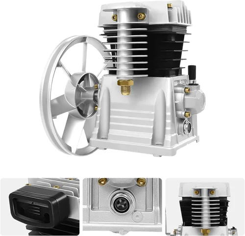 Miniatura 8 de Bomba de compresor de aire, 2HP 6.18CFM, bomba de lubricación de salpicaduras de aluminio de cilindro gemelo de una sola etapa (2HP, 6.18CFM)