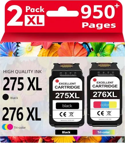 Paquete combinado de cartuchos de tinta 276XL Color 275XL Negro (paquete de 2) - Repuesto para cartuchos de tinta de impresora Canon tr4700