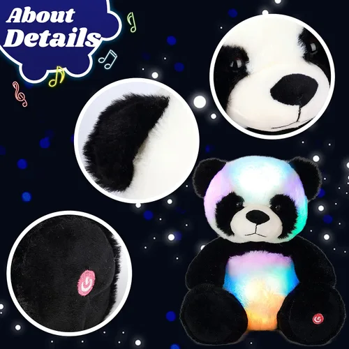 Miniatura 2 de Oso de peluche con luces LED brillantes, luz nocturna musical, juguete de peluche canta canciones de cuna, regalos de Navidad, para cumpleaños