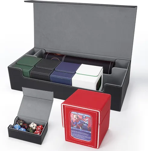 Miniatura 23 de AFIING MTG Caja de Mazo para Commander Display, Caja de Cartas que Cabe 100 Cartas con Doble Funda, Caja de Almacenamiento Magic Commander TCG con 2