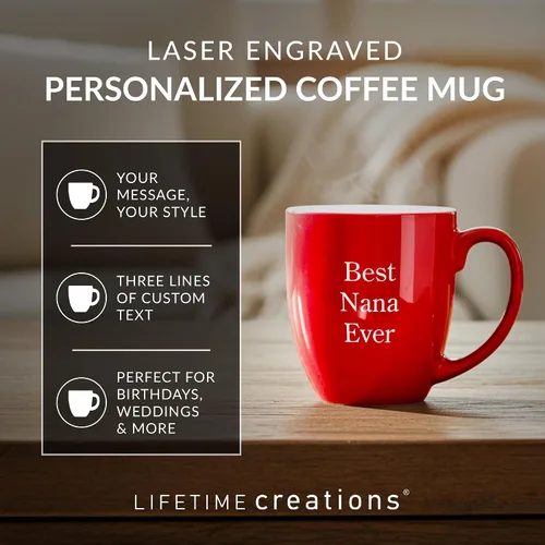 Miniatura 3 de Taza de café personalizada grabada "Crea tu propia taza" (Rojo) - Gran taza de café personalizada, taza grande personalizada, taza personalizada