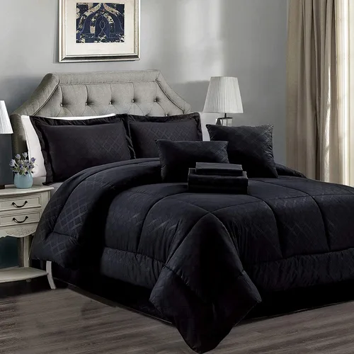 JML - Juegos de edredón de ropa de cama de microfibra con fundas. Patrón bordado y acolchado de color sólido de lujo. Ideal para cualquier