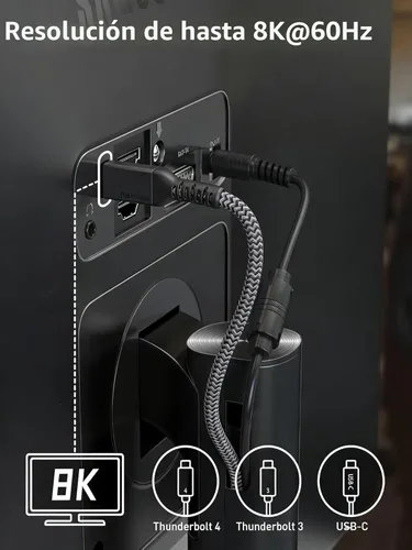 Miniatura 2 de Maxonar [Paquete de 2 de 3.3 pies] Cable Thunderbolt 4 con sincronización de 40Gbps, carga de 240W, pantalla de 8K/5K@60Hz para MacBook, SSD, iPhone