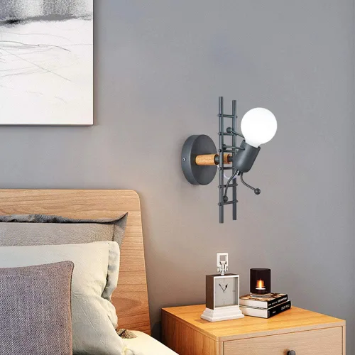 Miniatura 4 de Mengjay Humanoid - Lámpara de pared creativa para interiores, lámpara de pared moderna Art Deco Hierro E26 Base para dormitorio, habitación