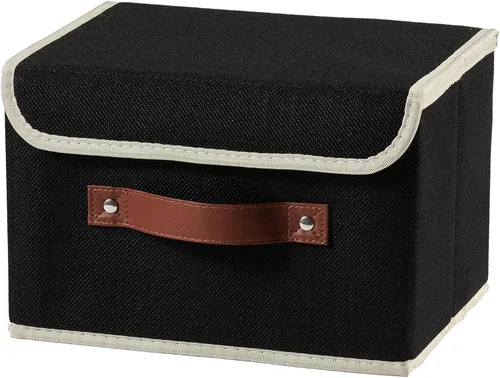 Cajas de almacenamiento con tapa, contenedores de almacenamiento de tela de lino y algodón, contenedores organizadores, cestas decorativas plegables
