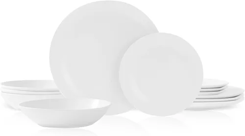 Miniatura 15 de Juego de vajilla de porcelana Bestone, servicio para 4, 12 piezas de platos y cuencos dibujados a mano, juego de vajilla de cerámica hecho a mano