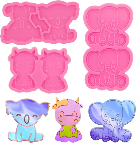 Miniatura 11 de Molde de silicona de resina de cabeza de animal lindo de 8 cavidades, mini conejo, corazón, caballo, robot, forma de cabeza de oso, molde