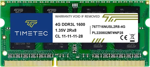 Miniatura 12 de Timetec Premium Kit de memoria Ram de 16 GB (2 x 8 GB) DDR3L/DDR3 1600 MHz PC3L-12800 no ECC sin búfer 1,35 V/1,5 V CL11 2 Rx8 doble rango 204 pines