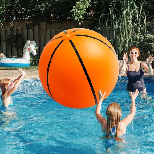 Miniatura 6 de Lewtemi 2 unidades de fútbol y baloncesto inflables gigantes de 40 pulgadas, bolas de playa inflables grandes, globos de gran tamaño para fiesta