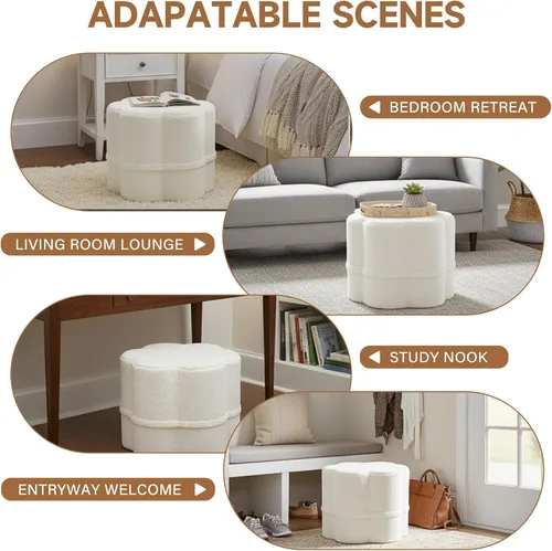 Miniatura 3 de Tiita Puf otomano floral, taburetes otomanos con relleno de trozos de espuma, reposapiés para sofá, sala de estar, habitación de los niños