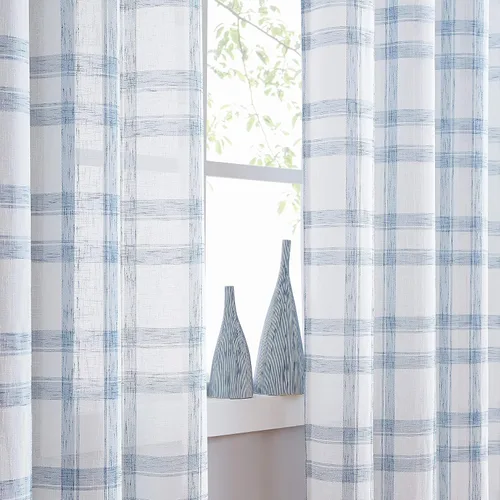 Miniatura 9 de Randall Paneles de Cortinas Geométricas Modernas Par Suave al Tacto Filtrado de Luz Negro Semi-Transparente Aspecto de Lino Cortinas con Diseño