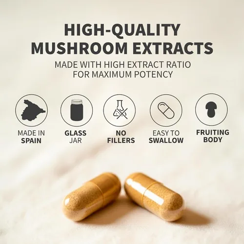 Miniatura 5 de HIFAS DA TERRA Mico-Five - Cápsulas complejas de hongos - Suplemento de apoyo inmunológico - Mezcla de extracto de Reishi, shiitake, maitake, chaga