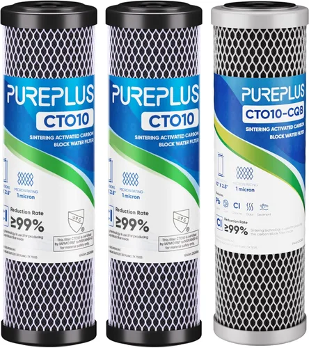 Cartucho de filtro de agua de carbono CTO de 1 micrón, 2.5 x 10 pulgadas, repuesto para sistema de filtro de agua debajo del fregadero, Dupont