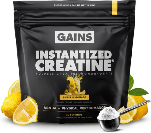 Gains in Bulk Monohidrato de Creatina Instantánea para Mujeres y Hombres, Polvo Soluble Pre Workout, Apoya la Construcción Muscular, Fuerza y