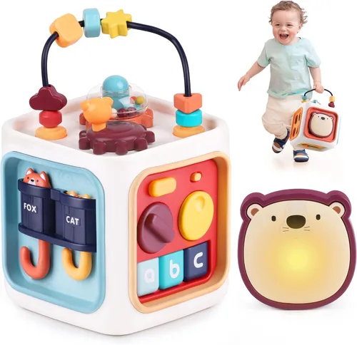 iPlay, iLearn Cubo de actividades de aprendizaje para bebés, juguetes sensoriales Montessori para niños pequeños de 1 a 3 años, centro educativo