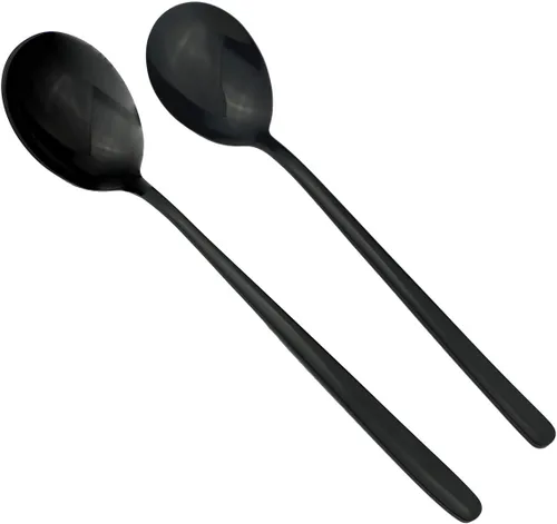 Miniatura 5 de Mirror Poblished - Juego de cubiertos negros de 5 piezas de acero inoxidable para 1, juego de cubiertos de acabado satinado para el hogar