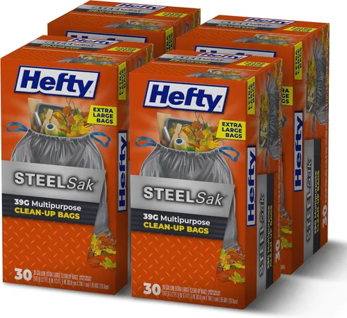 Miniatura 8 de Hefty Steelsak - Bolsas de basura grandes resistentes, color gris, sin perfume, 39 galones, 30
