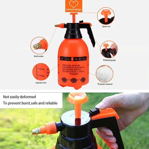 Miniatura 2 de 2 pulverizadores de bomba de jardín de 68 oz/0.5 galones, botella de presión de mano de latón, boquilla ajustable de gran capacidad para agua