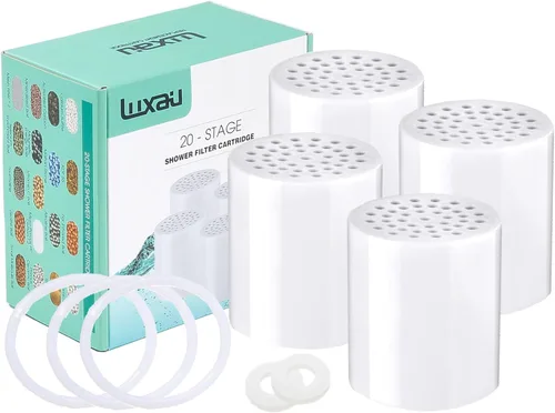 4 piezas Luxau 20 etapas (también se ajusta a 15, 18 etapas) Cartucho de repuesto para filtro de ducha, repuesto para filtro de cabezal de ducha,