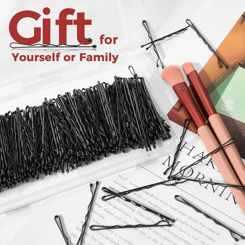 Miniatura 4 de 300 horquillas negras, horquillas para el cabello para mujeres, niñas y niños, pinzas para el cabello de ondas invisibles a granel con caja de Negro
