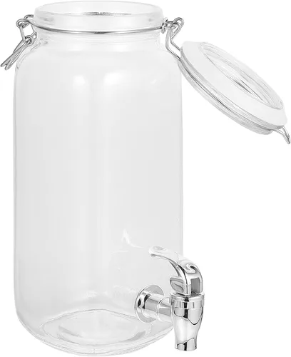 Luxshiny Dispensador de bebidas con espita frigorífica botella de refrigerador dispensador de bebidas de vidrio con grifo dispensador de bebidas