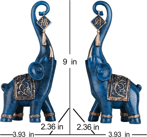 Miniatura 2 de DOVDOV Estatua de elefante, elefante azul, decoración del hogar, estatua de elefante de buena suerte, decoración para el hogar, regalo de elefante