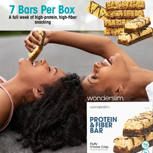 Miniatura 8 de WonderSlim Barras de proteína altas en fibra, crujiente Fluffy S'more 15g de proteína, 8g de fibra bajas en azúcar, bajas en carbohidratos
