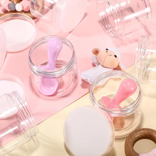 Miniatura 5 de Patelai Paquete de 48 tarros de plástico transparente de 6 onzas con tapas transparentes, recipientes vacíos redondos de plástico con boca ancha