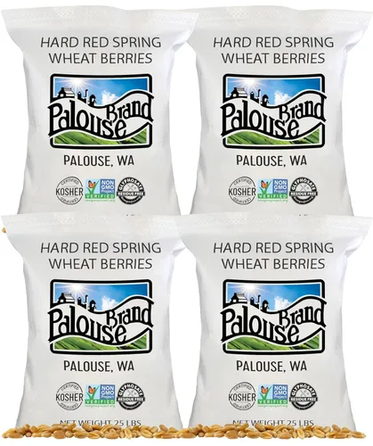 Palouse Brand Bayas de trigo de primavera rojas duras certificadas sin residuos de glifosato, 100 libras, cultivadas en familia en el estado de