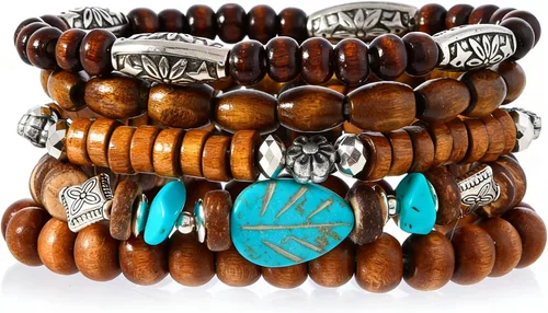 Miniatura 26 de Pulsera Gótica Ajustable de Cuero Trenzado Punk Multicapa de Estilo Grunge, Conjunto de Pulseras Emo con Brazalete de Metal, Envoltura
