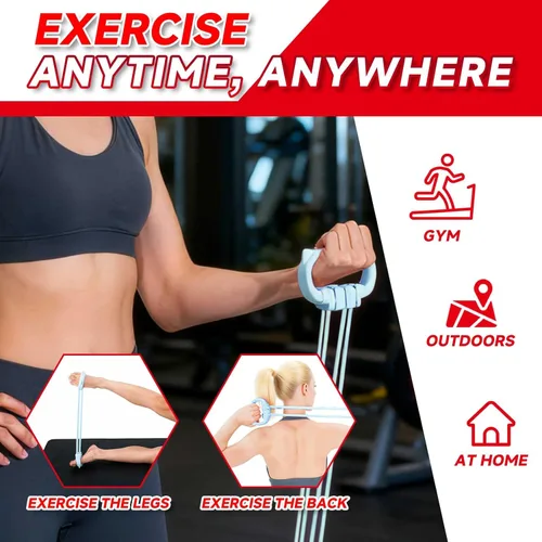 Miniatura 5 de Bandas de Resistencia Ajustables de 6 Niveles, Bandas de Resistencia para Fitness, Bandas de Ejercicio con Agarres Cómodos, Unisex, para Brazos