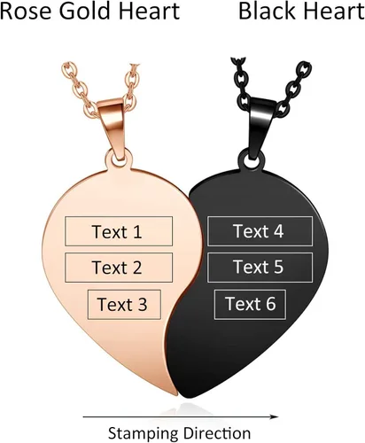 Miniatura 4 de Zysta Collares personalizados de rompecabezas de corazón a juego para parejas novio novia mujeres hombres yinyang para parejas collar con colgante