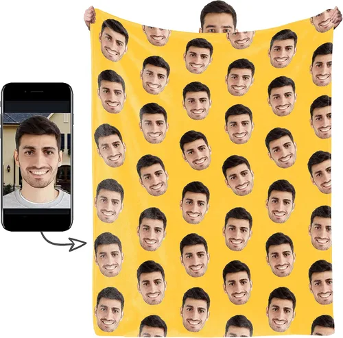 Miniatura 8 de Manta personalizada con foto de cara, manta personalizada con características faciales, manta graciosa para sofá, cama, sofá cálida y acogedora