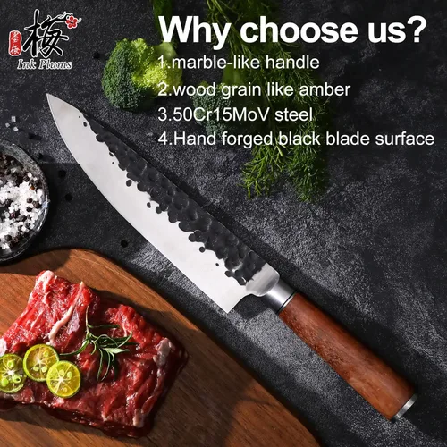 Miniatura 2 de Cuchillo de chef de cocina de 8 pulgadas, cuchillo afilado alemán de acero inoxidable de alto carbono, cuchillo de carne profesional con mango