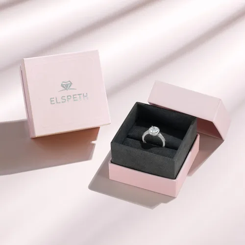 Miniatura 6 de Elspeth Anillo de compromiso de plata de ley 925 para mujer, peraredondoovaladocojíncorte princesa, circonita cúbica, talla 4-10
