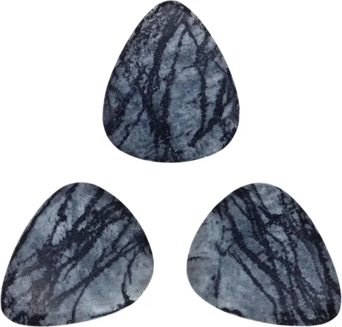 Miniatura 78 de Púa de guitarra o bajo de Obsidiana de Caoba en vidrio volcánico - 3.0 mm de calibre ultra pesado - Forma 351 - Púa exótica artesanal de gema