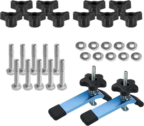 Miniatura 7 de POWERTEC 71209 Kit de intersección de riel en T de 3 pulgadas con agujeros de montaje pretaladrados y tornillos para madera, para riel en T