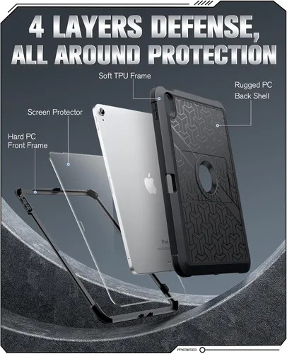 Miniatura 4 de MoKo Funda para iPad (A16) de 11ª/10ª generación 2025/2022, resistente a prueba de golpes, doble capa protectora de cuerpo completo, protector