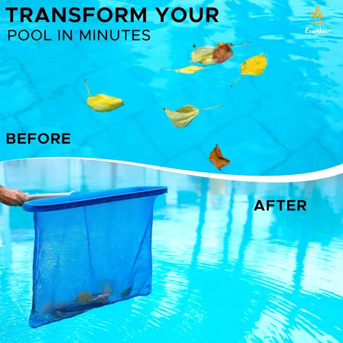 Miniatura 6 de EcoNour Red de desnatador de piscina, rastrillo profesional de malla ultra fina para limpiar hojas y escombros, marco fuerte que se adapta a postes