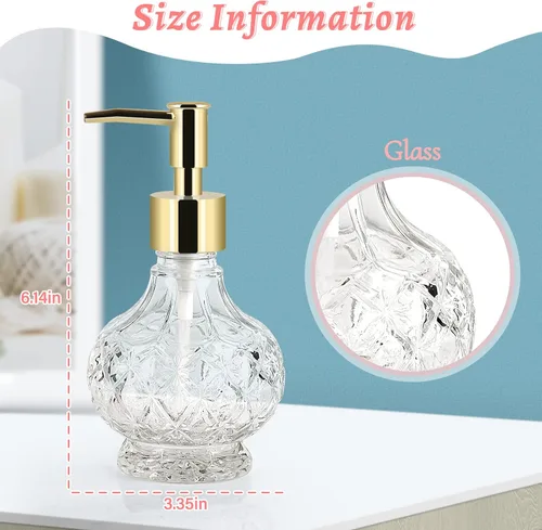 Miniatura 2 de Dispensador de jabón de manos de vidrio para baño con bomba a prueba de óxido para jabón de platos de cocina, jabón de manos, aceite esencial