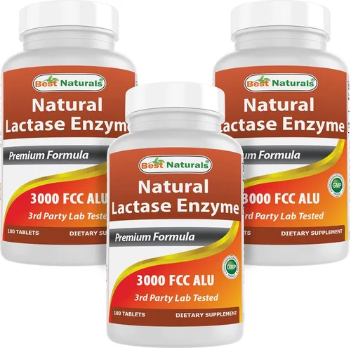 Best Naturals, enzima de lactasa de acción rápida, 3000 FCC ALU, 180 tabletas (180 unidades (paquete de 3))