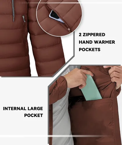 Miniatura 5 de SWISSWELL Chaqueta Puffer Ligera para Hombre con Capucha Acolchada Aislante Resistente al Agua Abrigo Cálido de Invierno con Cremallera y Capucha