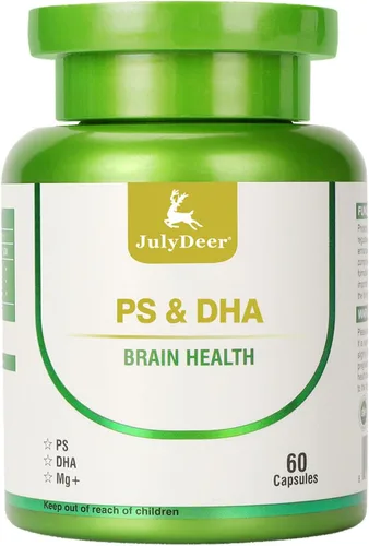 JulyDeer Magnesio-100 mg, DHA-100 mg, fosfatidilserina-40 mg, suplementos de complejo de magnesio para la salud cerebral de los niños mayores y el