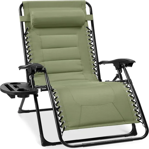 Miniatura 33 de Best Choice Products Silla acolchada de gravedad cero de gran tamaño, reclinable plegable para patio al aire libre, tumbona antigravedad XL