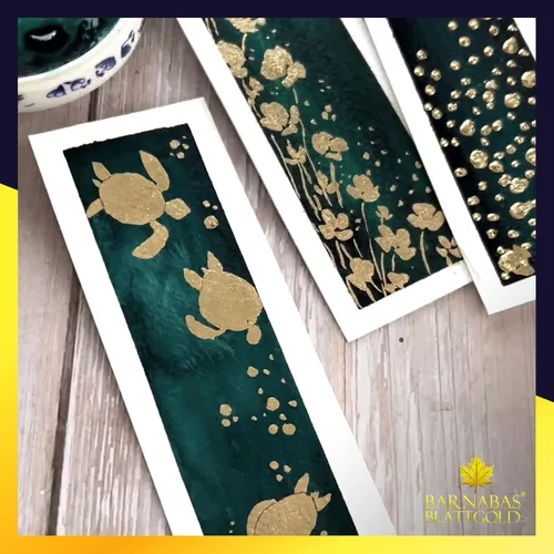 Miniatura 5 de Barnabas Blattgold Hoja de oro – Oro real de 12 quilates [25 hojas, 3.1 pulgadas] – Hoja suelta para pintura, arte y manualidades